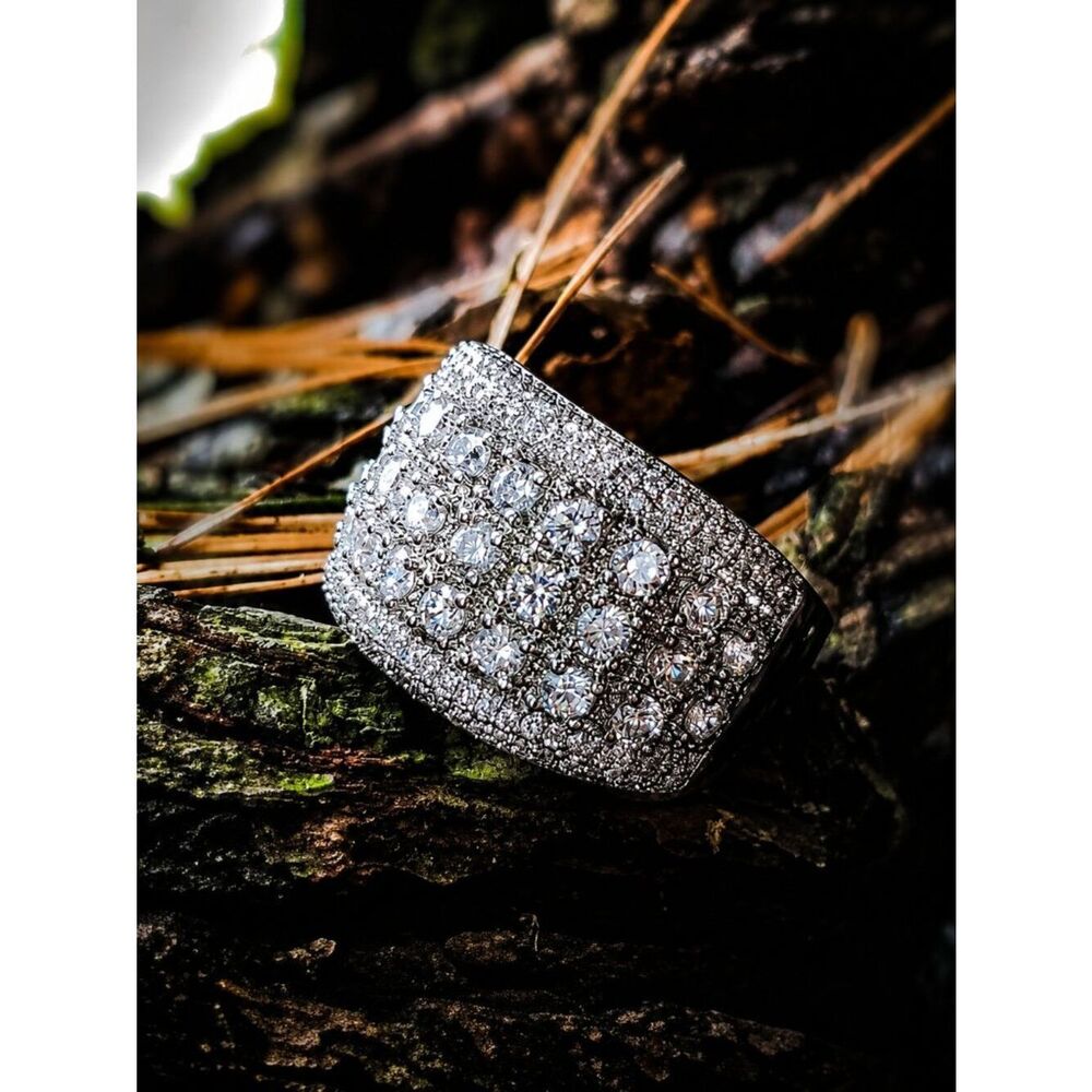 Silver Iced Out Super Bling Men's Ring